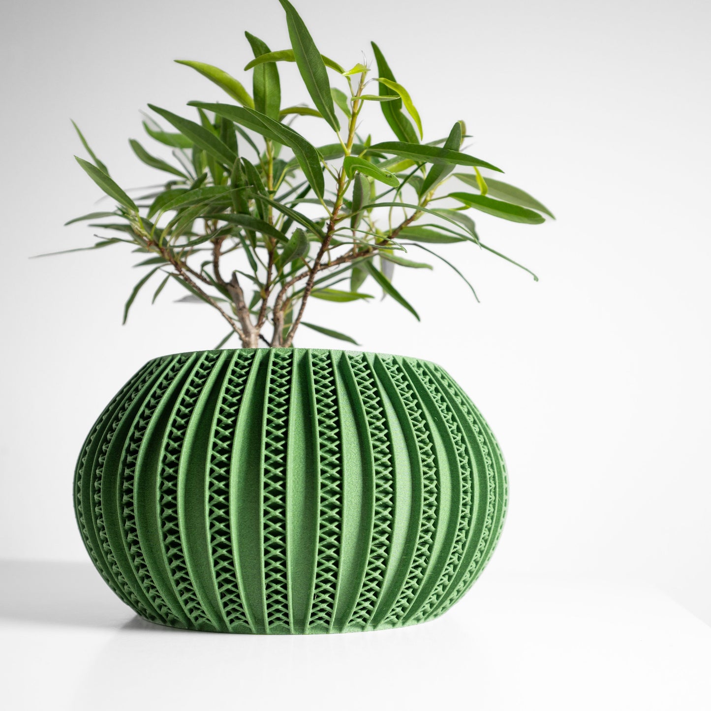 Planter Pot, Geometric Contemporary Desktop Herb Container, Office Accent PureWhite