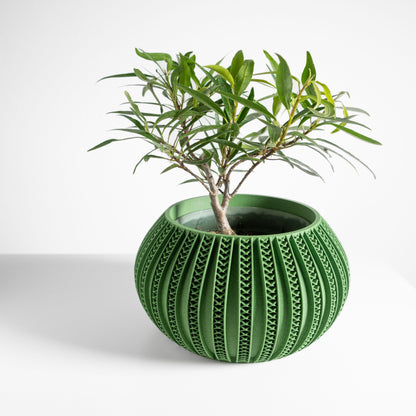 Planter Pot, Geometric Contemporary Desktop Herb Container, Office Accent PureWhite