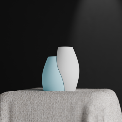 Unique Interlocking Dual Vase Set, Stylish Organic Curved Vessels, Minimalist Japandi Tabletop-Ready Statement Pair