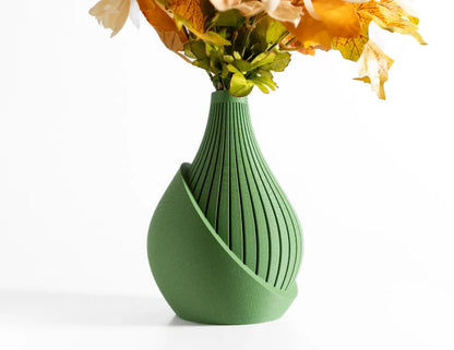 Modern Vase, Architectural Tabletop Accent, Organic Ripple Contour, Elegant Vessel