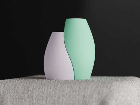Unique Interlocking Dual Vase Set, Stylish Organic Curved Vessels, Minimalist Japandi Tabletop-Ready Statement Pair
