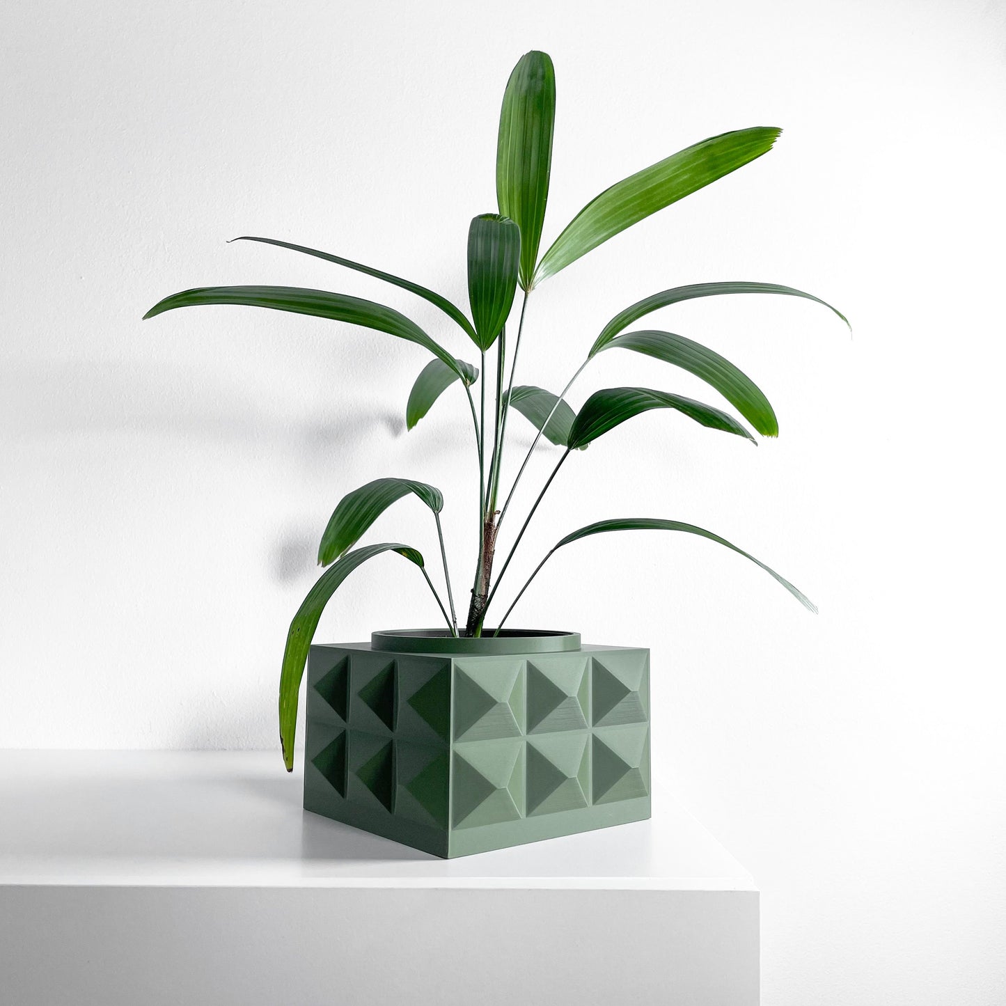 Square Artistic Planter Pot, Geometric Plant Vessel, Original Desk Herb Organizer, Minimalist, Art Deco