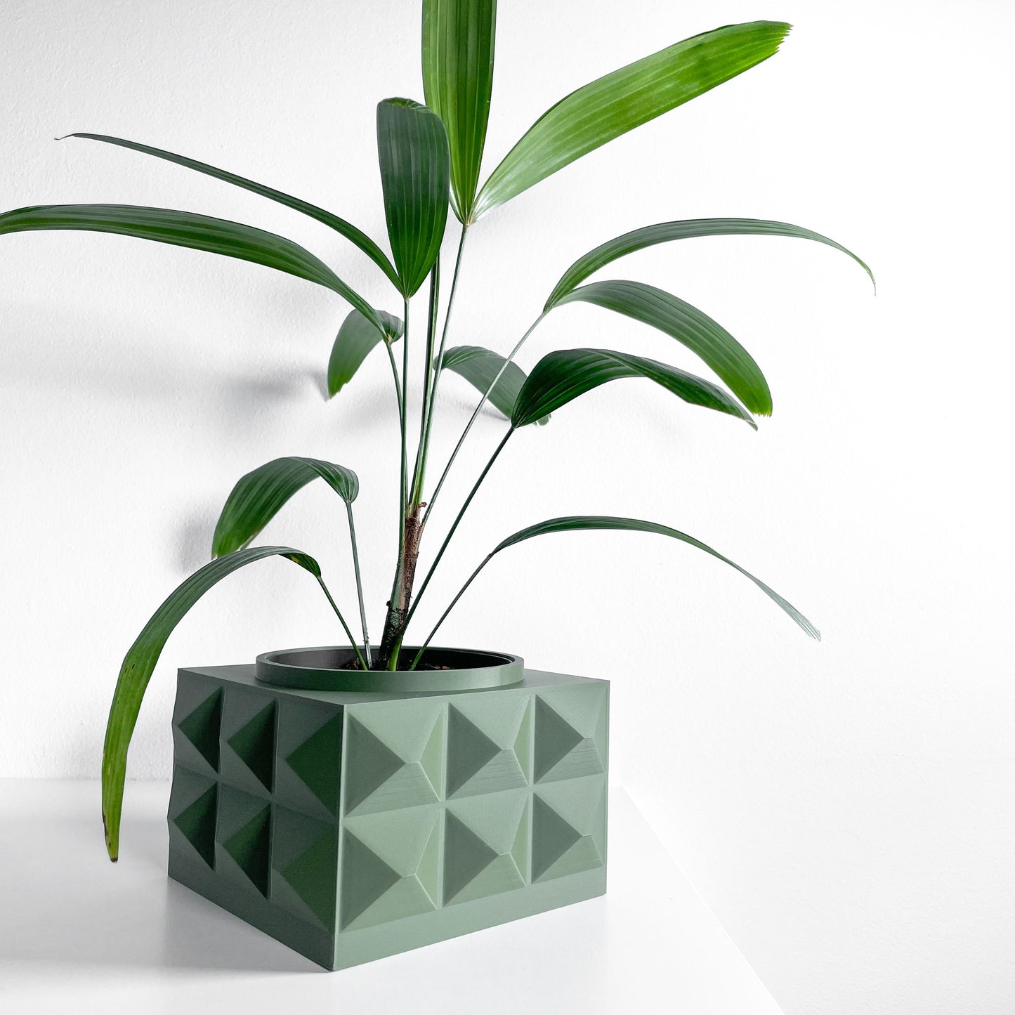 Square Artistic Planter Pot, Geometric Plant Vessel, Original Desk Herb Organizer, Minimalist, Art Deco