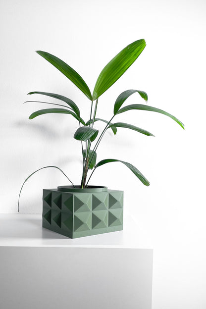 Square Artistic Planter Pot, Geometric Plant Vessel, Original Desk Herb Organizer, Minimalist, Art Deco