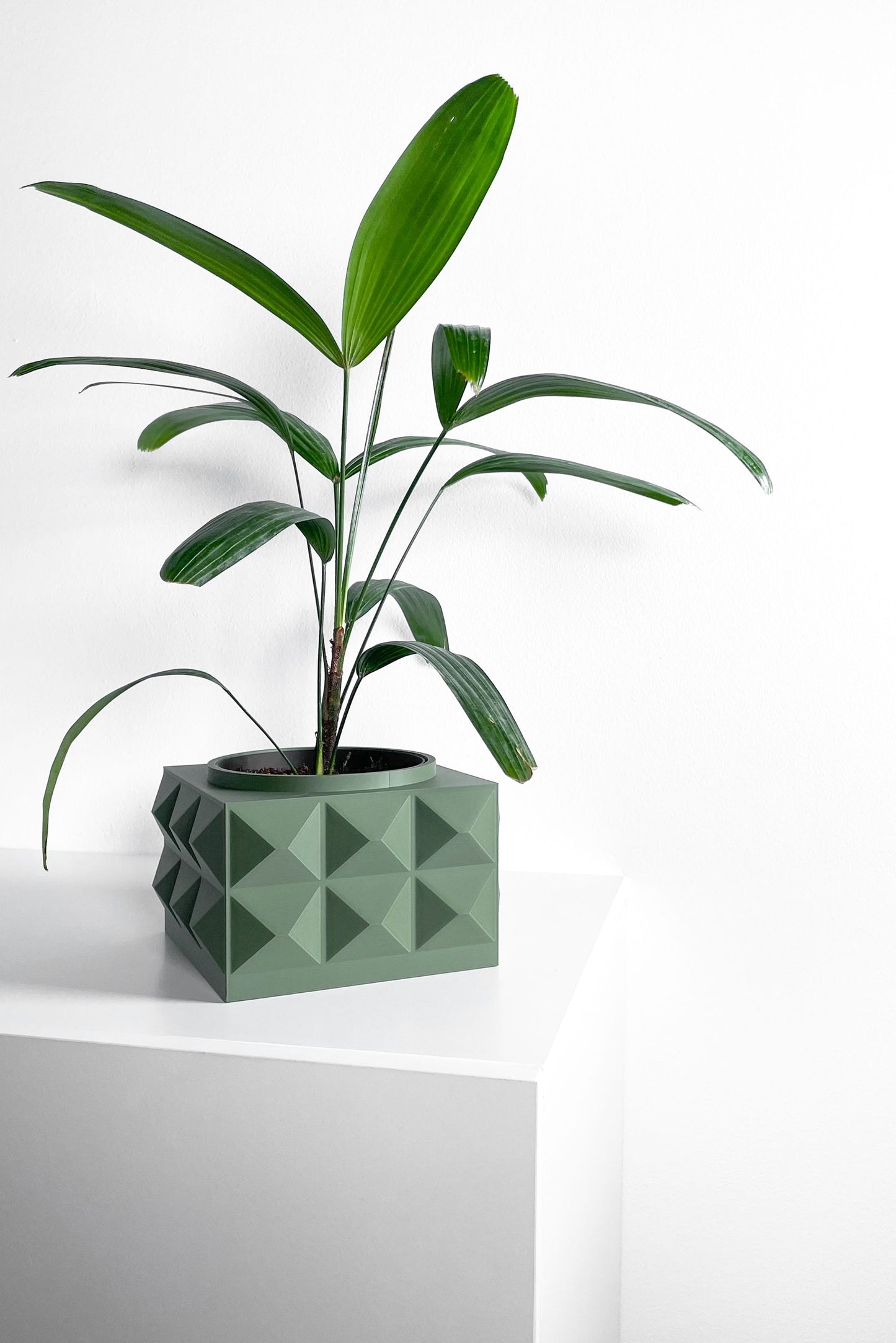 Square Artistic Planter Pot, Geometric Plant Vessel, Original Desk Herb Organizer, Minimalist, Art Deco