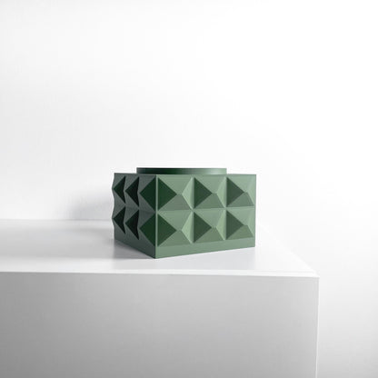 Square Artistic Planter Pot, Geometric Plant Vessel, Original Desk Herb Organizer, Minimalist, Art Deco