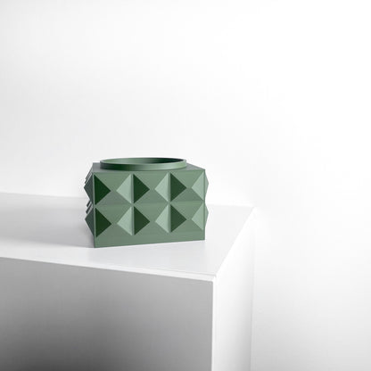 Square Artistic Planter Pot, Geometric Plant Vessel, Original Desk Herb Organizer, Minimalist, Art Deco