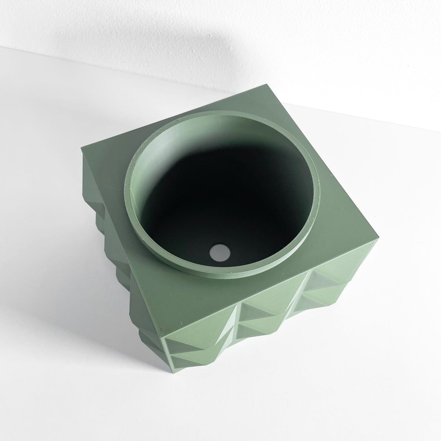 Square Artistic Planter Pot, Geometric Plant Vessel, Original Desk Herb Organizer, Minimalist, Art Deco