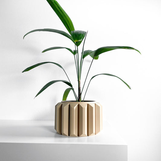 Planter, Sculptural Geometric DesktopVessel, Herb-Organizer, Beige Modern Large Tabletop
