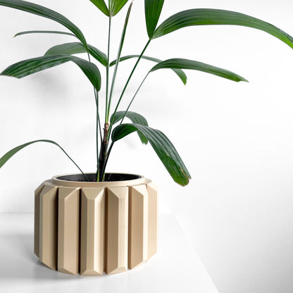 Planter, Sculptural Geometric DesktopVessel, Herb-Organizer, Beige Modern Large Tabletop