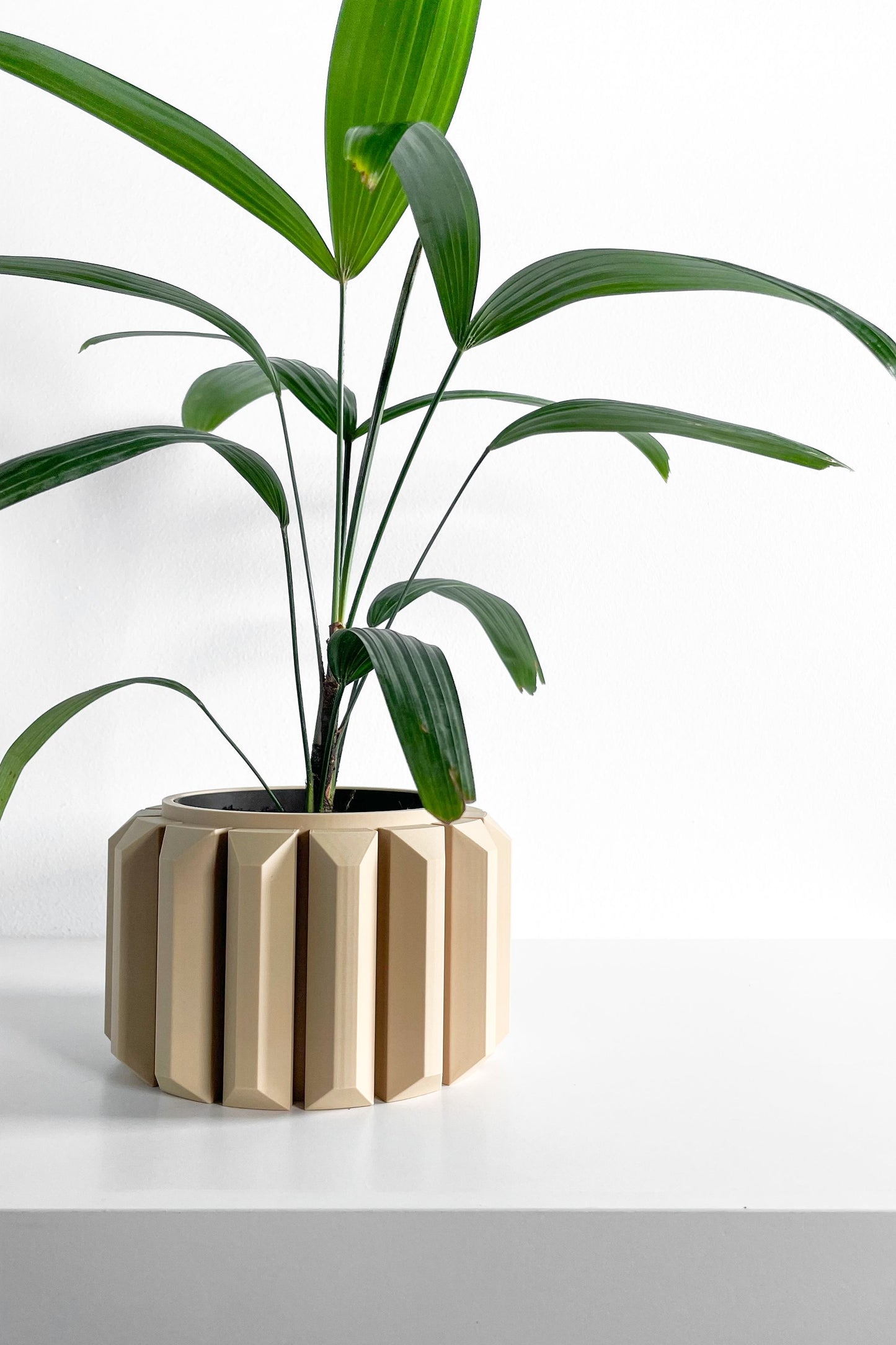 Planter, Sculptural Geometric DesktopVessel, Herb-Organizer, Beige Modern Large Tabletop