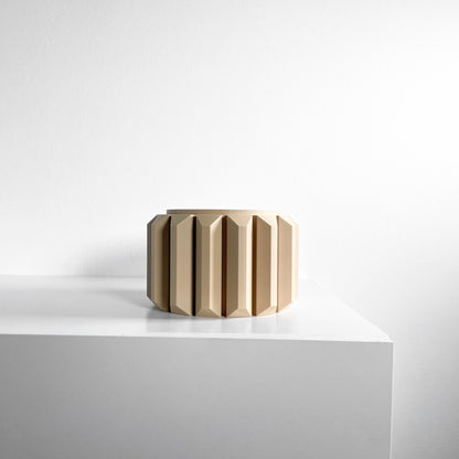Planter, Sculptural Geometric DesktopVessel, Herb-Organizer, Beige Modern Large Tabletop