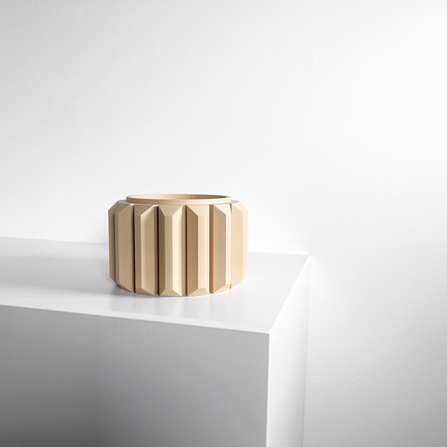 Planter, Sculptural Geometric DesktopVessel, Herb-Organizer, Beige Modern Large Tabletop