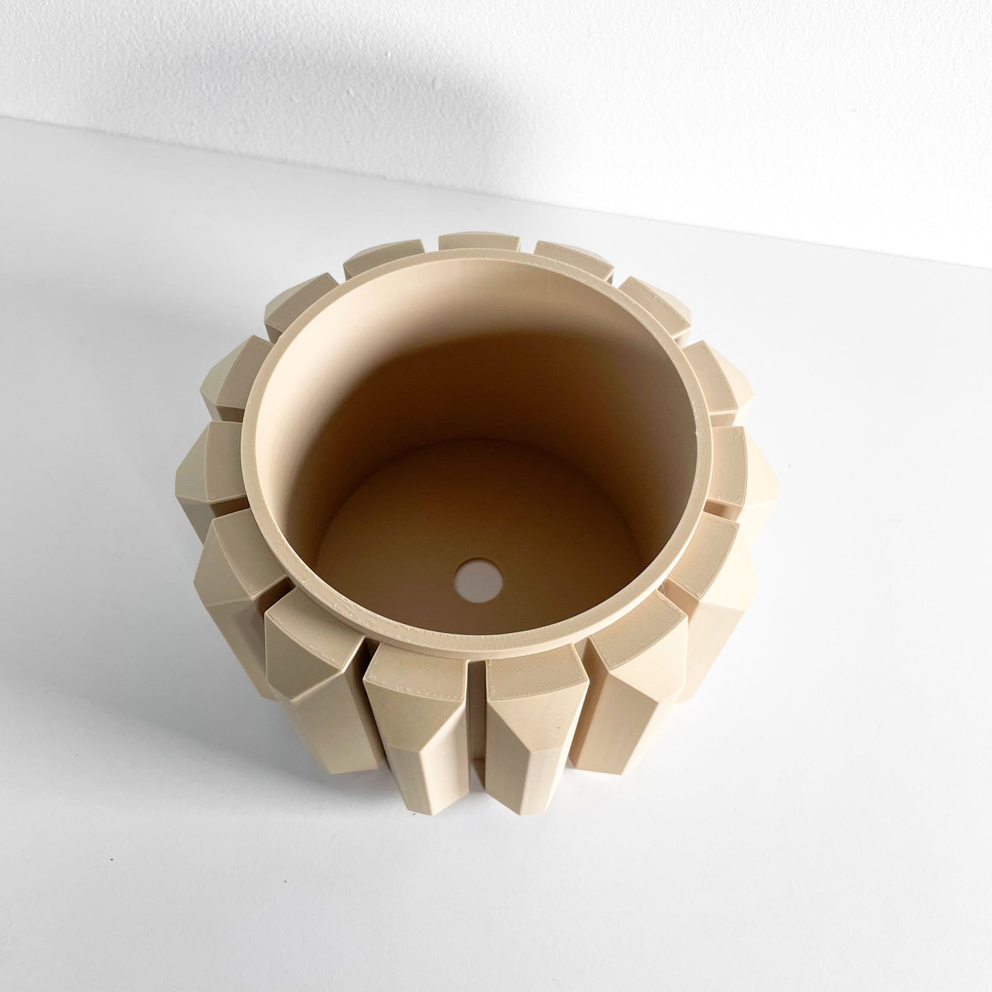 Planter, Sculptural Geometric DesktopVessel, Herb-Organizer, Beige Modern Large Tabletop