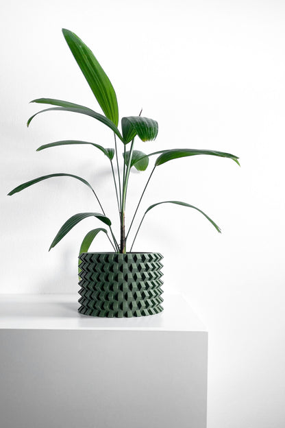 Bold Planter Pot, Architectural Desk Succulent Holder, Herb Eco Conscious Container, Geometric Design