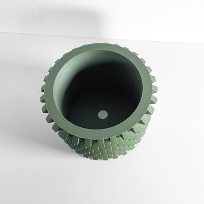 Bold Planter Pot, Architectural Desk Succulent Holder, Herb Eco Conscious Container, Geometric Design