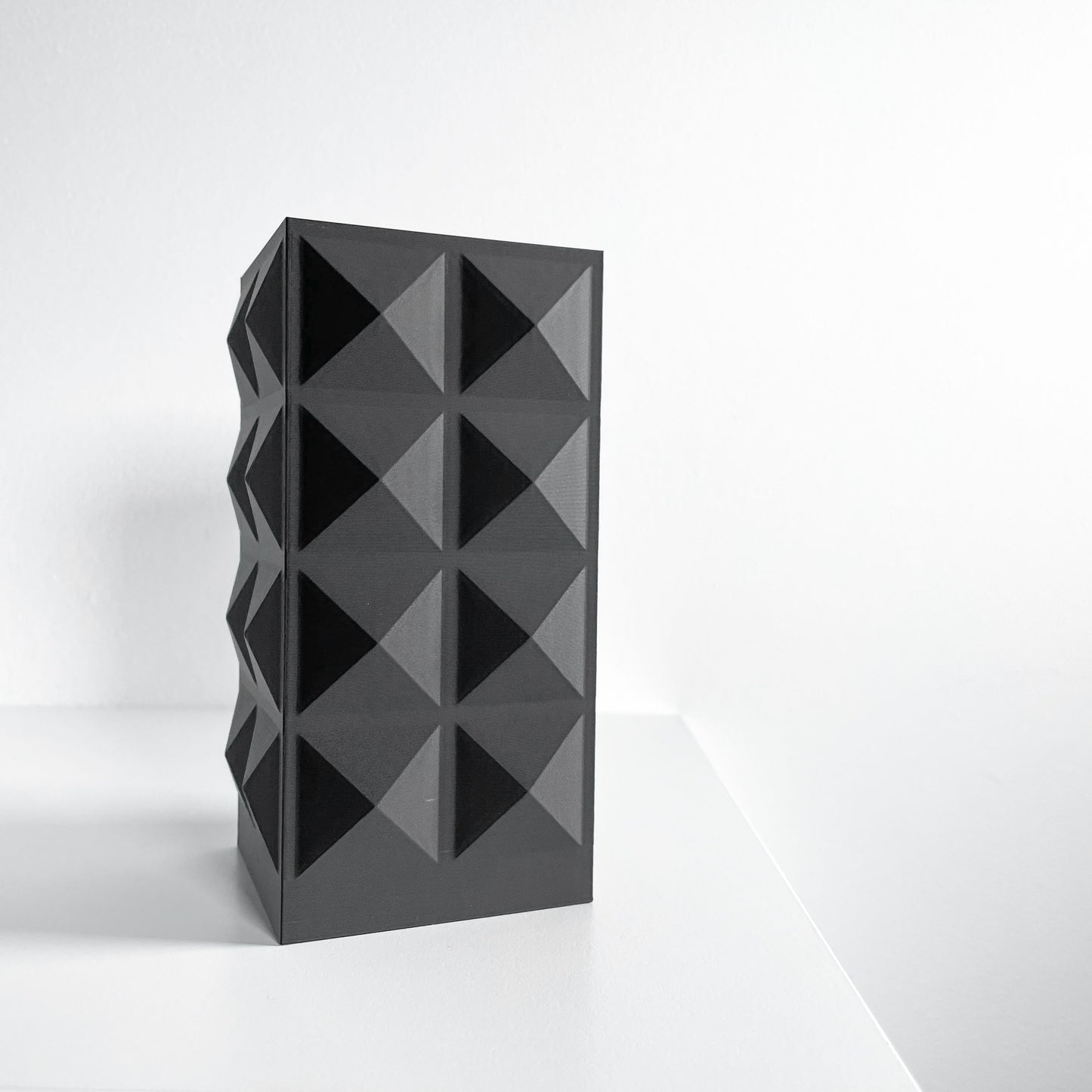 Original Artistic Vase, Square Tabletop Flower Holder, Contemporary Ceramic-Style Design, Art Deco, Stylish Decor