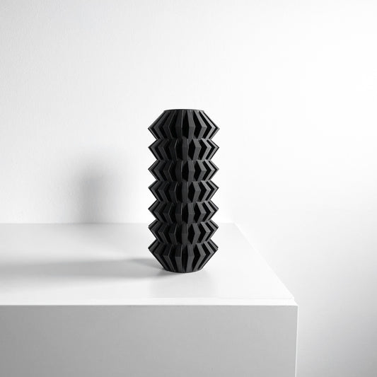 Modern Geometric Vase, Stylish Undulating Texture, Original Tabletop Flower Holder, Art Deco, Nordic Style