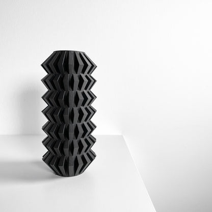 Modern Geometric Vase, Stylish Undulating Texture, Original Tabletop Flower Holder, Art Deco, Nordic Style