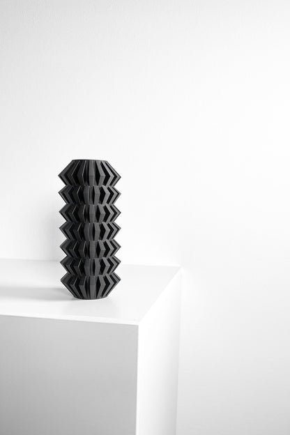 Modern Geometric Vase, Stylish Undulating Texture, Original Tabletop Flower Holder, Art Deco, Nordic Style