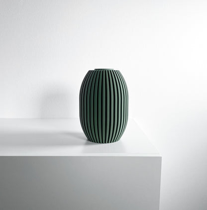 Modern Vase, Ribbed Decorative Vessel, Tabletop Organizer, Nordic Minimalist Accent