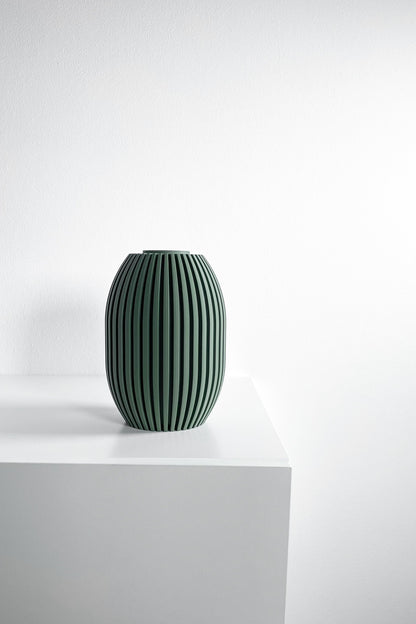Modern Vase, Ribbed Decorative Vessel, Tabletop Organizer, Nordic Minimalist Accent