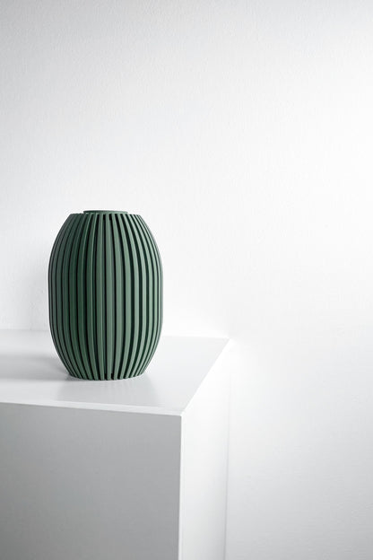 Modern Vase, Ribbed Decorative Vessel, Tabletop Organizer, Nordic Minimalist Accent