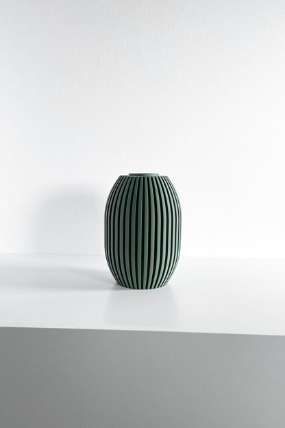 Modern Vase, Ribbed Decorative Vessel, Tabletop Organizer, Nordic Minimalist Accent