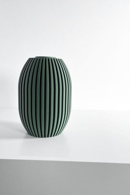 Modern Vase, Ribbed Decorative Vessel, Tabletop Organizer, Nordic Minimalist Accent