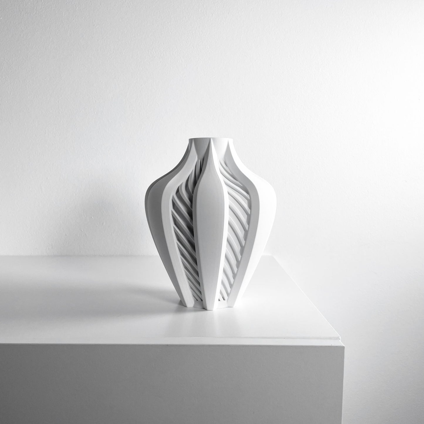 Modern Vase, Architectural Single Stem Holder, White Black Tabletop DecorativeAccent