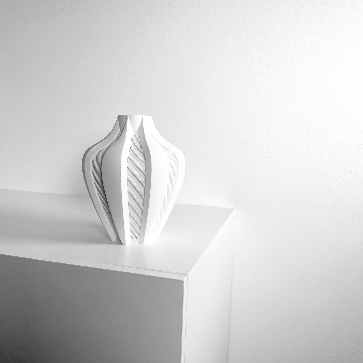 Modern Vase, Architectural Single Stem Holder, White Black Tabletop DecorativeAccent