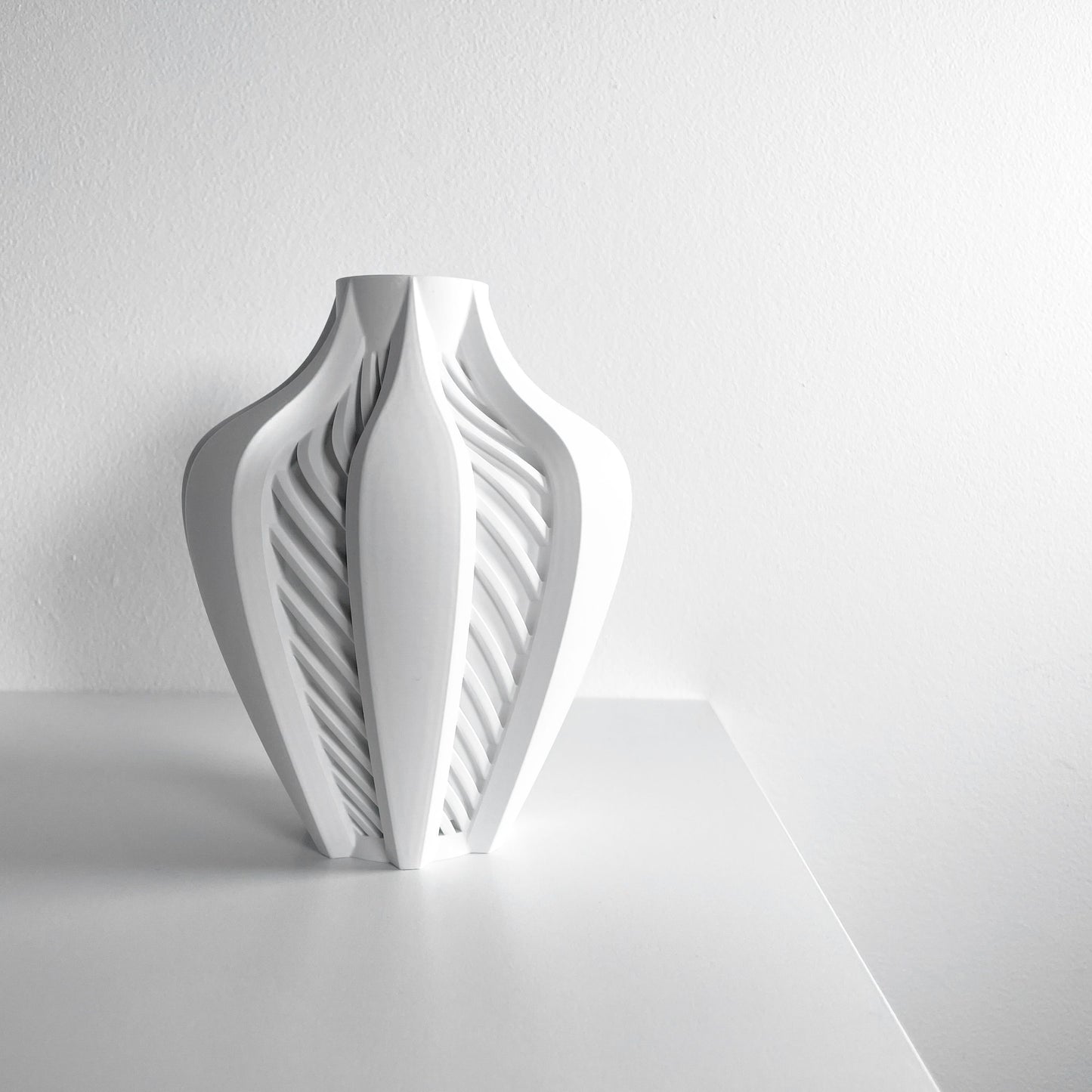 Modern Vase, Architectural Single Stem Holder, White Black Tabletop DecorativeAccent