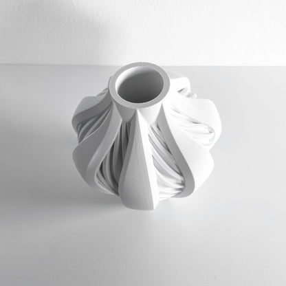 Modern Vase, Architectural Single Stem Holder, White Black Tabletop DecorativeAccent