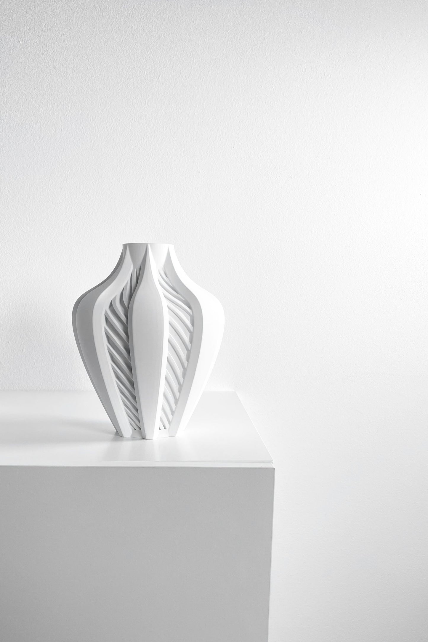 Modern Vase, Architectural Single Stem Holder, White Black Tabletop DecorativeAccent