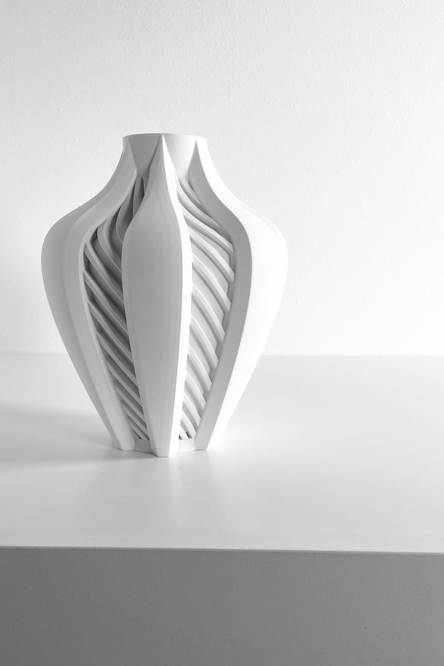 Modern Vase, Architectural Single Stem Holder, White Black Tabletop DecorativeAccent