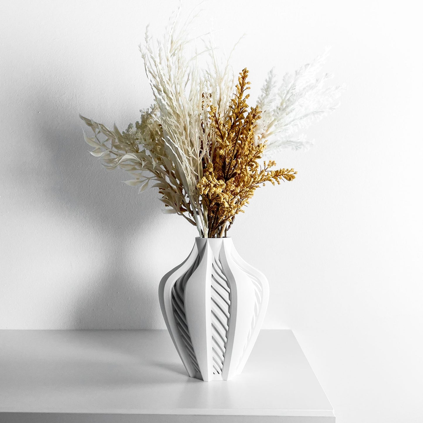 Modern Vase, Architectural Single Stem Holder, White Black Tabletop DecorativeAccent