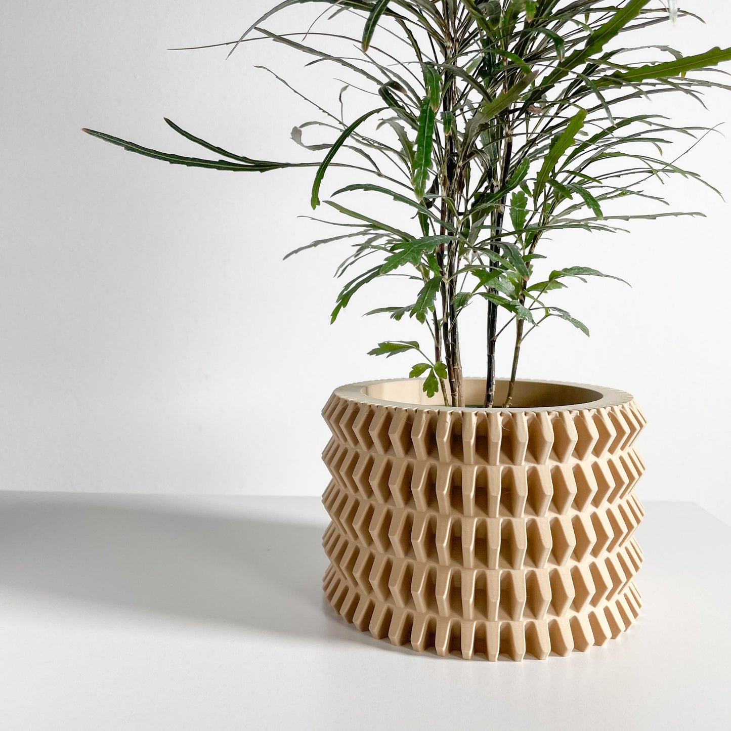 Creative Planter Pot, Modern Indoor Plant Vessel, Cactus Workspace Organizer, 3d Printed, Drainage Holes