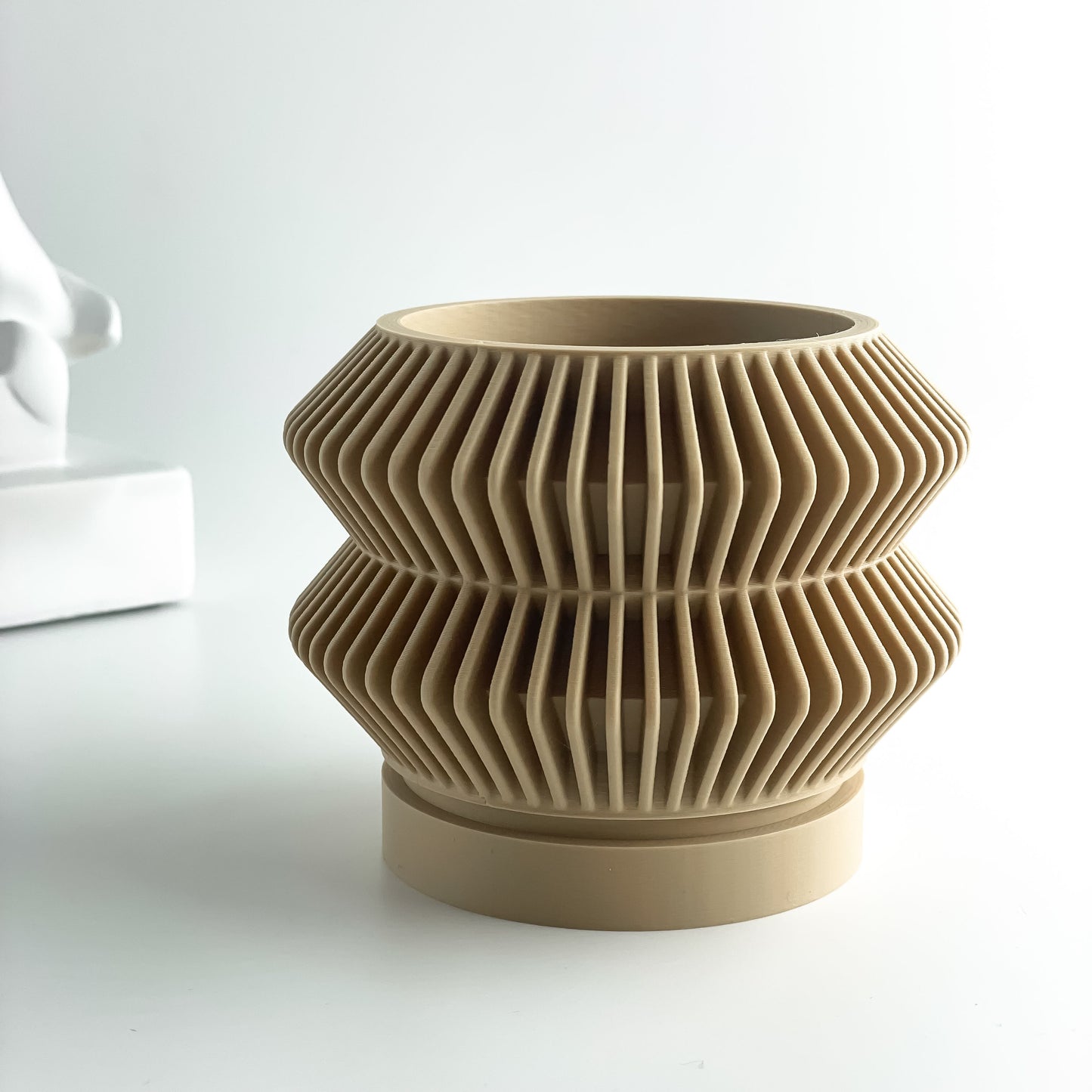 Indoor Planter Pot, Artistic Plant Vessel, Succulent and Herb, Desk Organizer, Matte, Art Deco