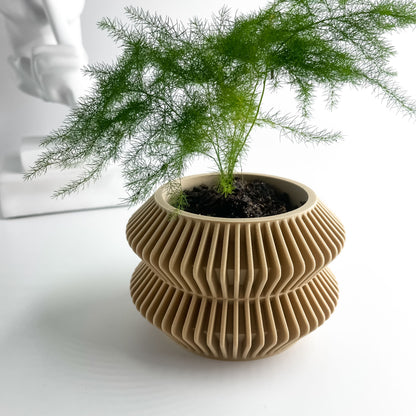 Indoor Planter Pot, Artistic Plant Vessel, Succulent and Herb, Desk Organizer, Matte, Art Deco