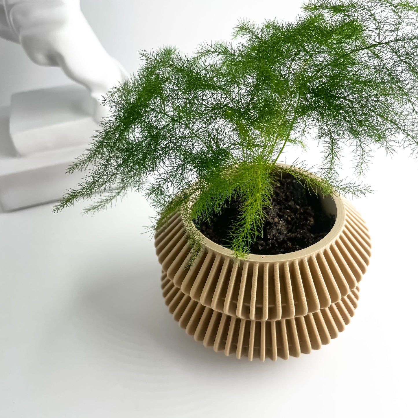 Indoor Planter Pot, Artistic Plant Vessel, Succulent and Herb, Desk Organizer, Matte, Art Deco