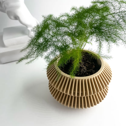 Indoor Planter Pot, Artistic Plant Vessel, Succulent and Herb, Desk Organizer, Matte, Art Deco