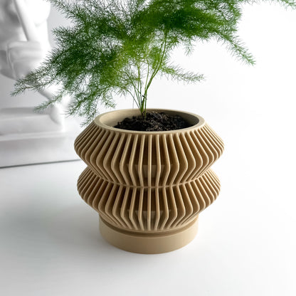 Indoor Planter Pot, Artistic Plant Vessel, Succulent and Herb, Desk Organizer, Matte, Art Deco