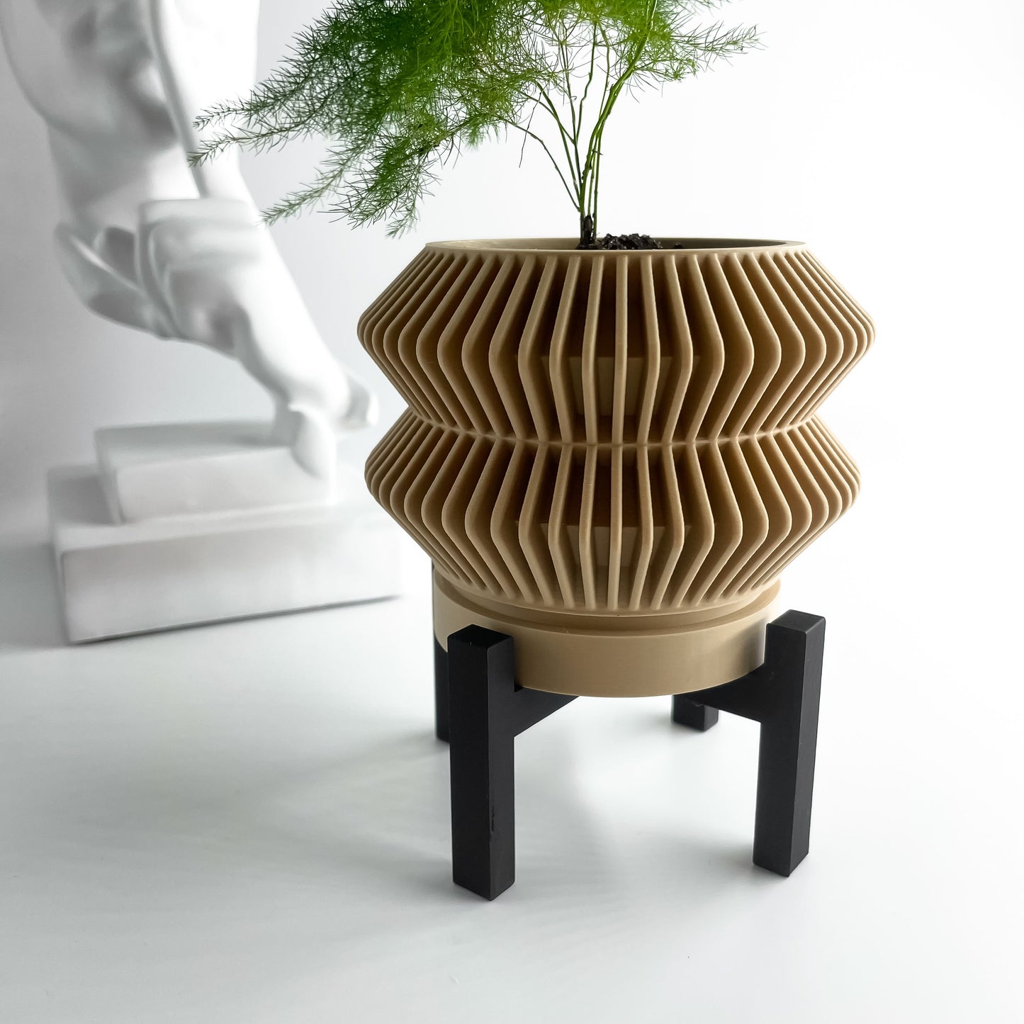 Indoor Planter Pot, Artistic Plant Vessel, Succulent and Herb, Desk Organizer, Matte, Art Deco