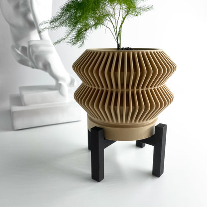 Indoor Planter Pot, Artistic Plant Vessel, Succulent and Herb, Desk Organizer, Matte, Art Deco