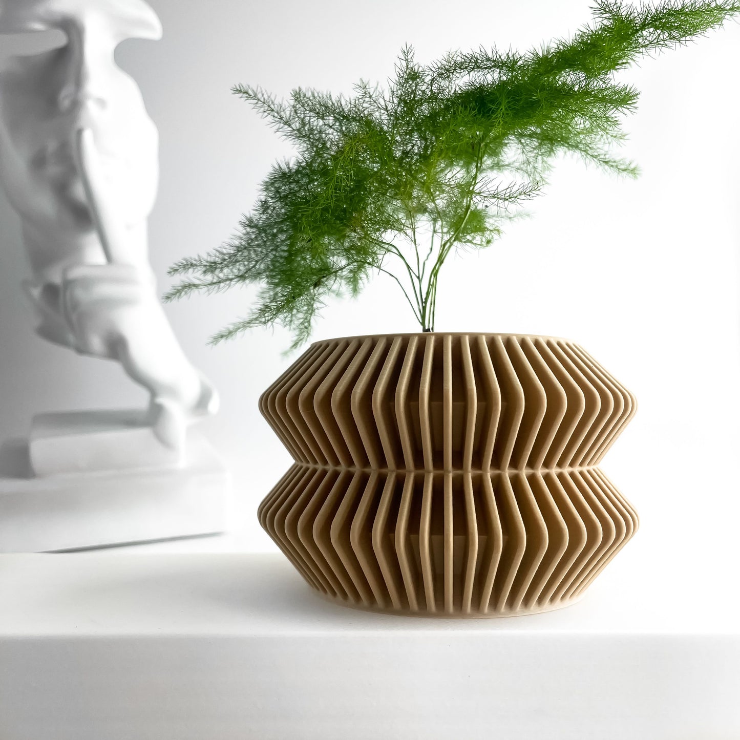 Indoor Planter Pot, Artistic Plant Vessel, Succulent and Herb, Desk Organizer, Matte, Art Deco