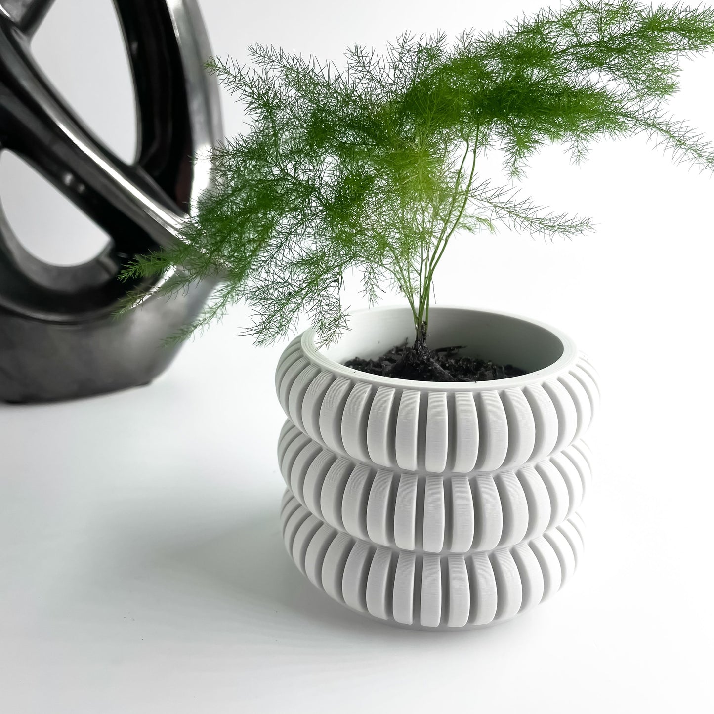 Planter Pot, Architectural Succulent Container, Indoor Display, Olive Desk Organizer