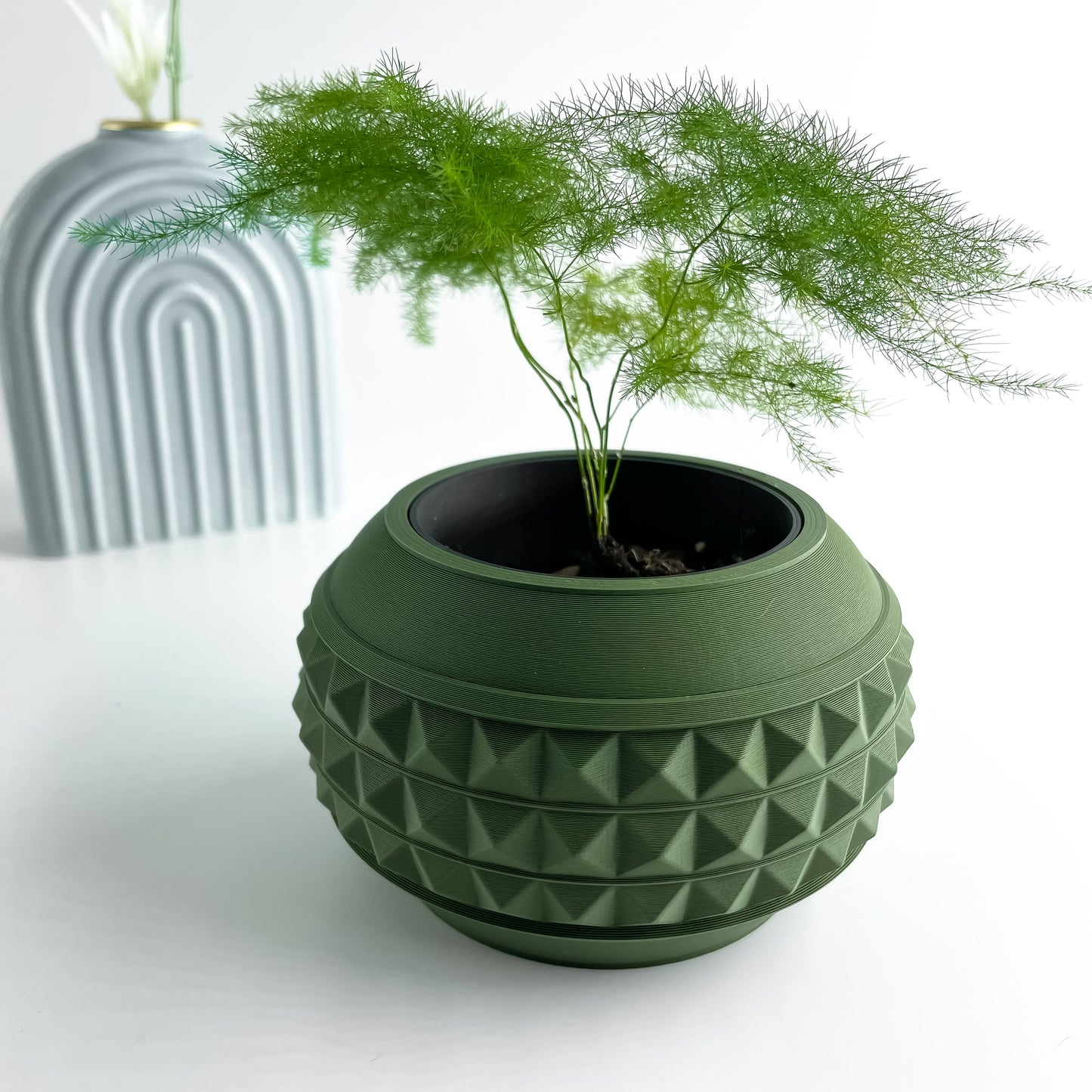 Planter Pot Minimalist Indoor Succulent Holder, Desk Organizer, Contemporary Black