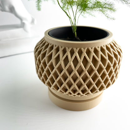 Planter Pot Vessel, Indoor Herb Holder, Succulent Desktop Organizer, Matte Slate-Look Decor