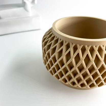 Planter Pot Vessel, Indoor Herb Holder, Succulent Desktop Organizer, Matte Slate-Look Decor