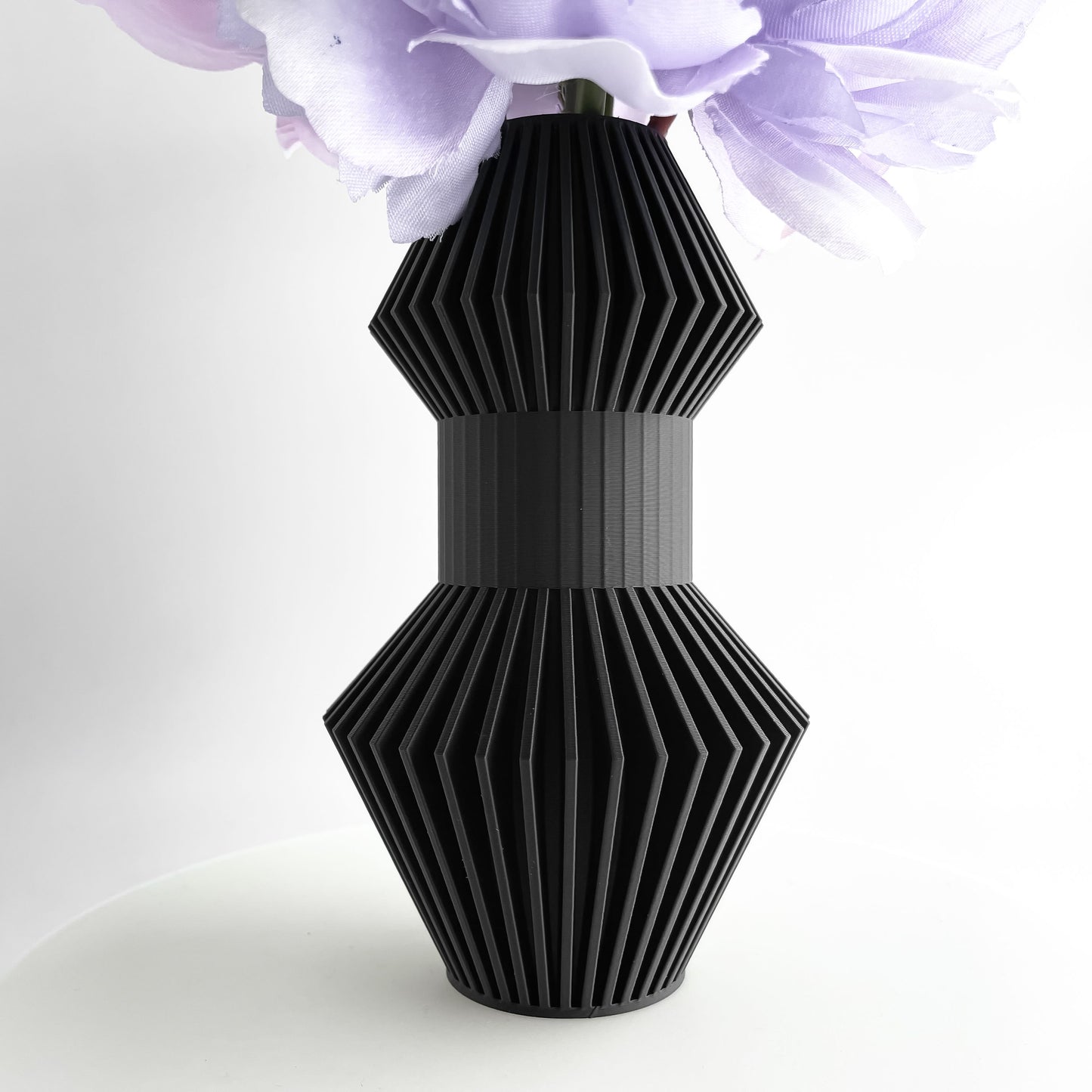 Vase, Modern Sculptural Tabletop Flower Holder, Mantel Display Elegant MatteBlackFinish